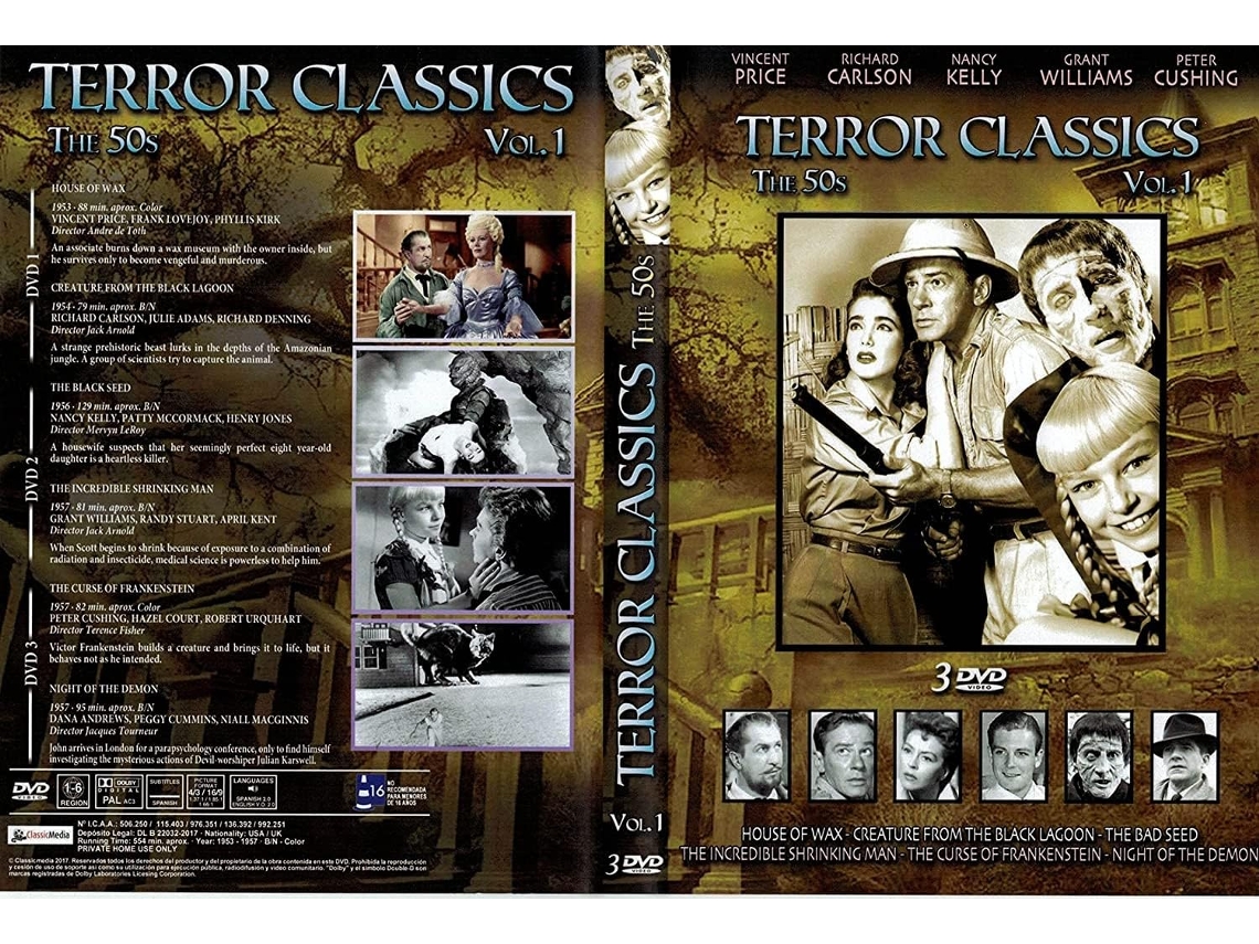 Terror Classics Vol. 1 Research Entertainment (house Of Wax Creature Form The Black Seed The Curse Of Frankenstein Night Of The Demos Shrinking Man)