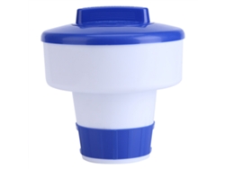 Dispensador flotante de cloro y bromo para piscinas y spas (azul y blanco)
