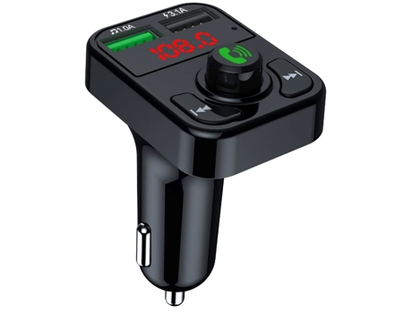 Transmisor FM para automóvil Manos libres Bluetooth Car Kit Reproductor de MP3 3.1A Carga rápida (Negro)