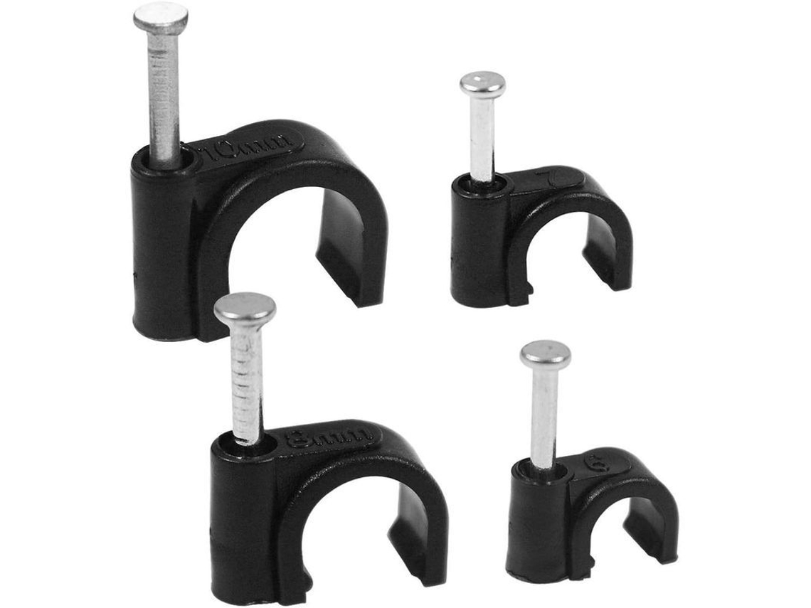 400 Clips Para Cables De 6 Mm, 7 Mm, 8 Mm Y 10 Mm Con Clavo De Acero Para Organizar Cables Eléctricos, Montaje En Pared, Color Negro.