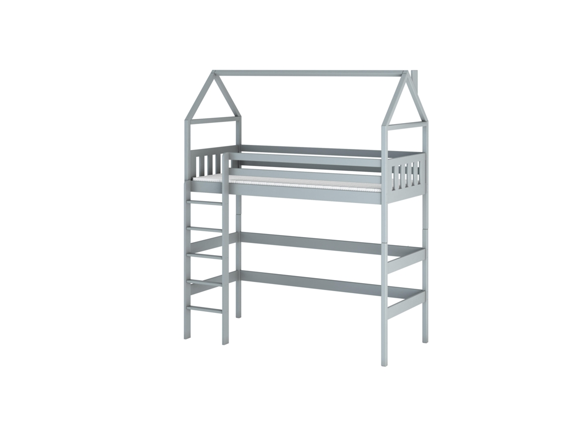 Cama Infantil FURNLUX Gloria (Gris, Madera Maciza - 88X168X227 Cm / 80X160 Cm)