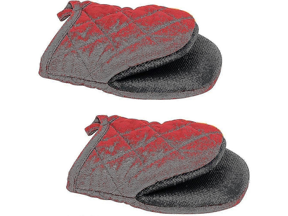 2 pares de guantes de horno en miniatura, resistentes al calor, antideslizantes, de neopreno y algodón.