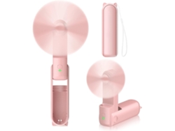 Mini Ventilador Portátil 2 En 1 Con Batería Externa, Diseño Compacto Para El Verano Henten Home 1200 Mah Rosa