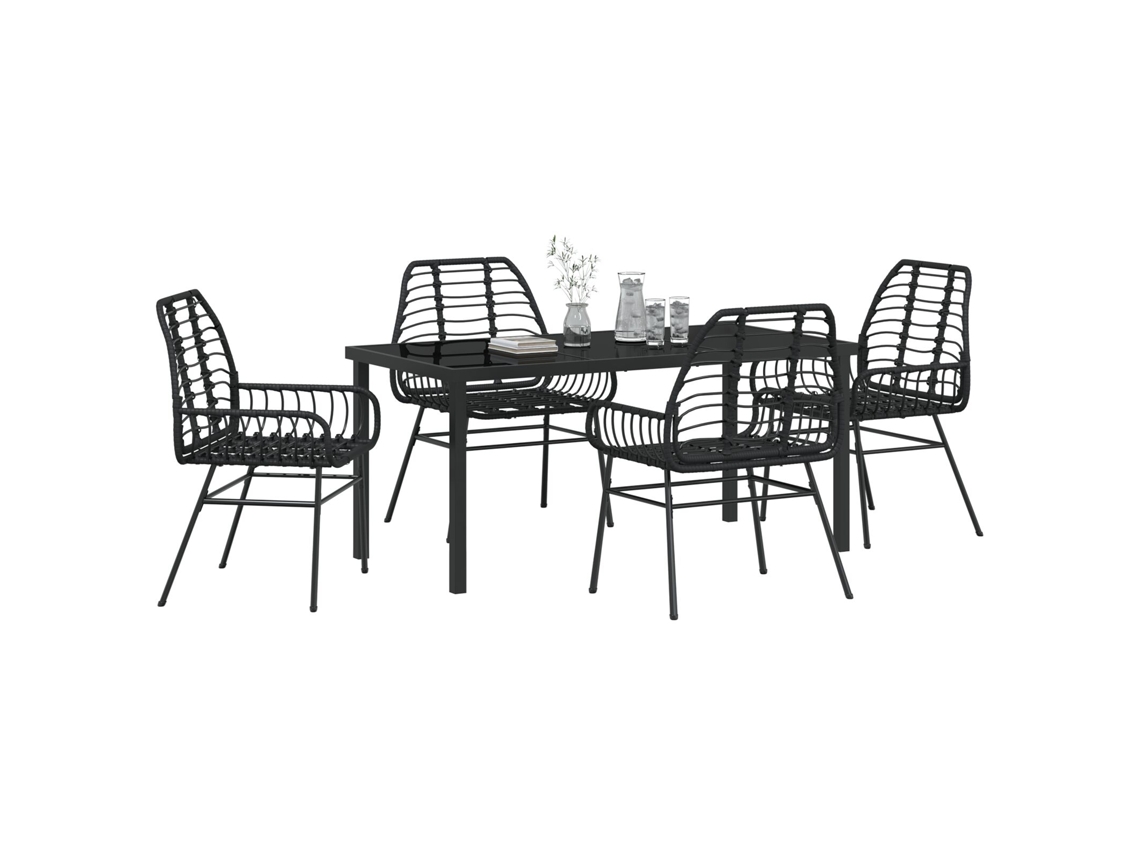 Juego de comedor de jardín de 5 piezas de ratán negro Wsd259358 Lovely Home