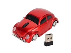 Ratón inalámbrico rojo estilo coche deportivo, 2,4 GHz, USB, 1600 ppp, LED, para portátil y ordenador de sobremesa.
