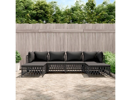 Conjunto 6 de muebles de jardín VIDAXL acero con cojines antracita