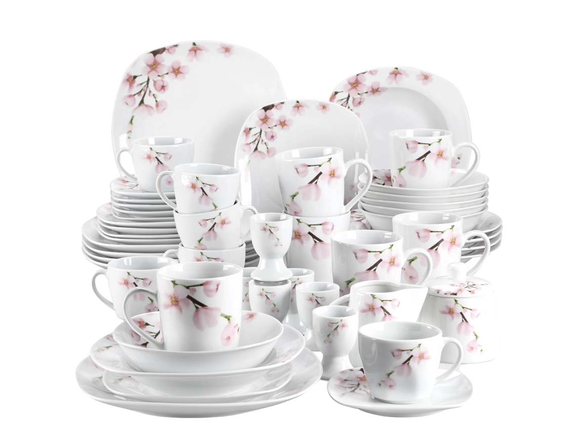 Juego de vajilla de porcelana, elegante diseño de plantas, servicio para 6 personas, 50 piezas OEM