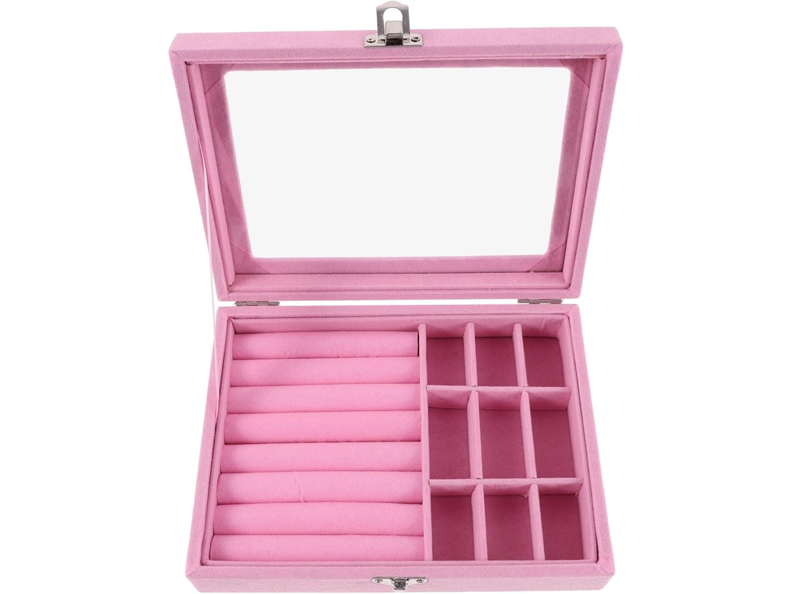 Almacenamiento Joyas Portátil Transparente Múltiples Compartimentos Acrílico Flocados Fácil Abrir Dormitorio