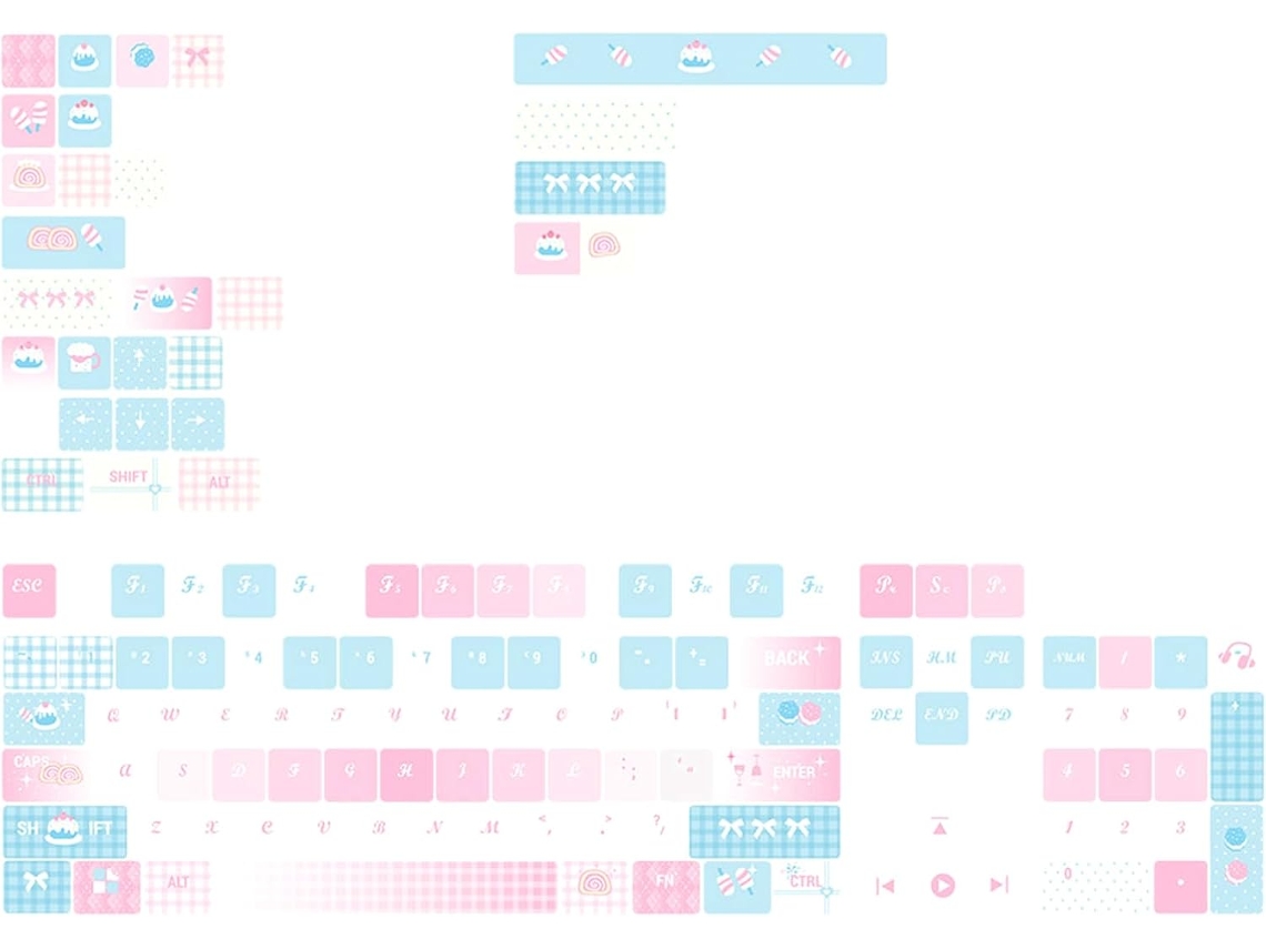 Juego De 131 Teclas Pbt - Altura Moa - Sublimadas - Diseño De Pastel - Para Teclados Mecánicos