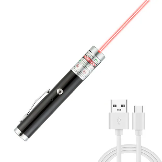 Puntero láser recargable por USB, linterna láser de alta potencia y larga distancia, color negro Gertiz (luz roja)