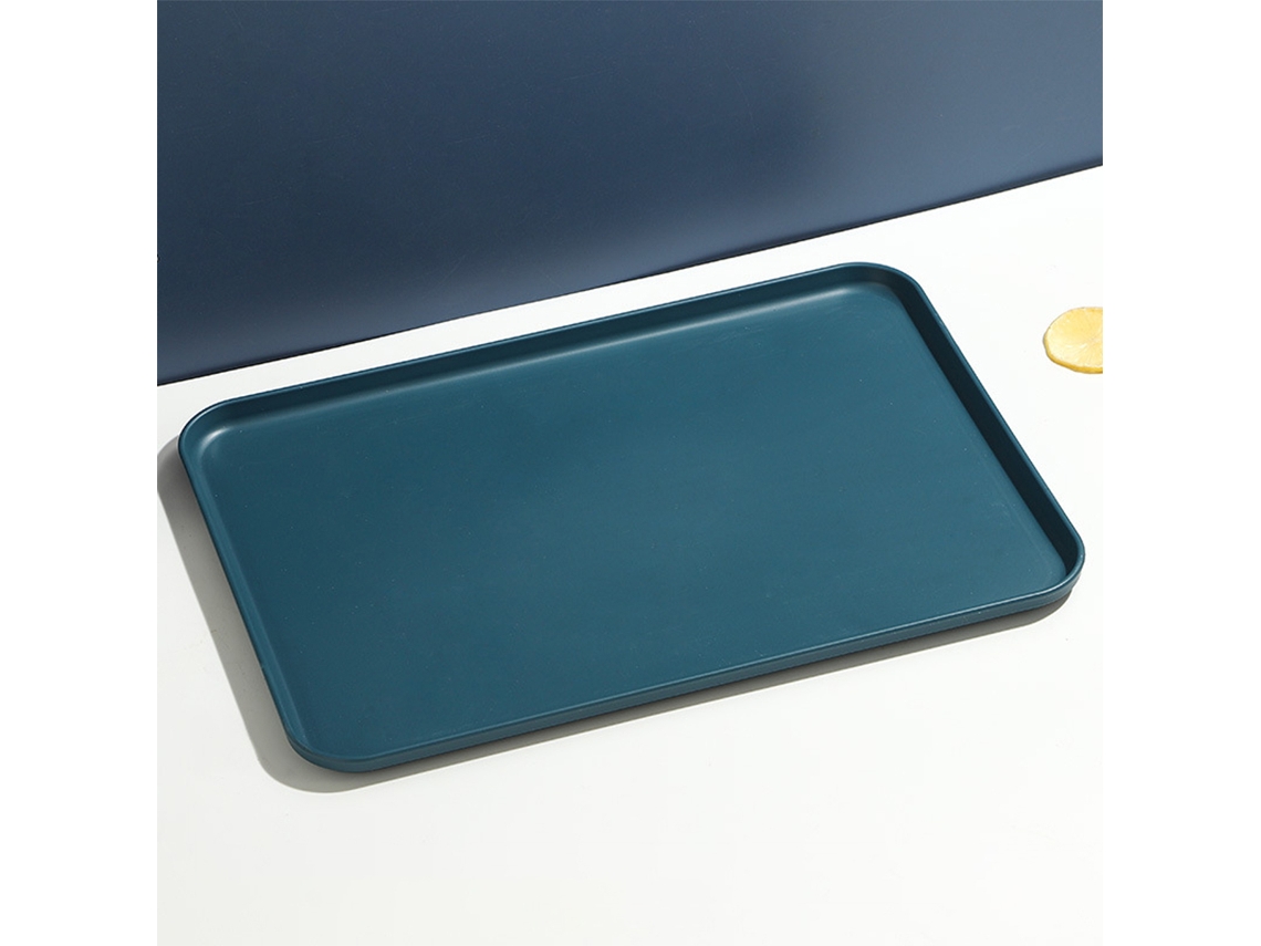 Bandeja rectangular de plástico para restaurantes y hogares, para guardar té y vasos. Mdug (azul oscuro G)