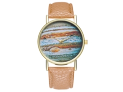 Reloj Analógico De Cuarzo Con Correa De Pu Para Mujer Y Hombre Zhoulianfa (beige)