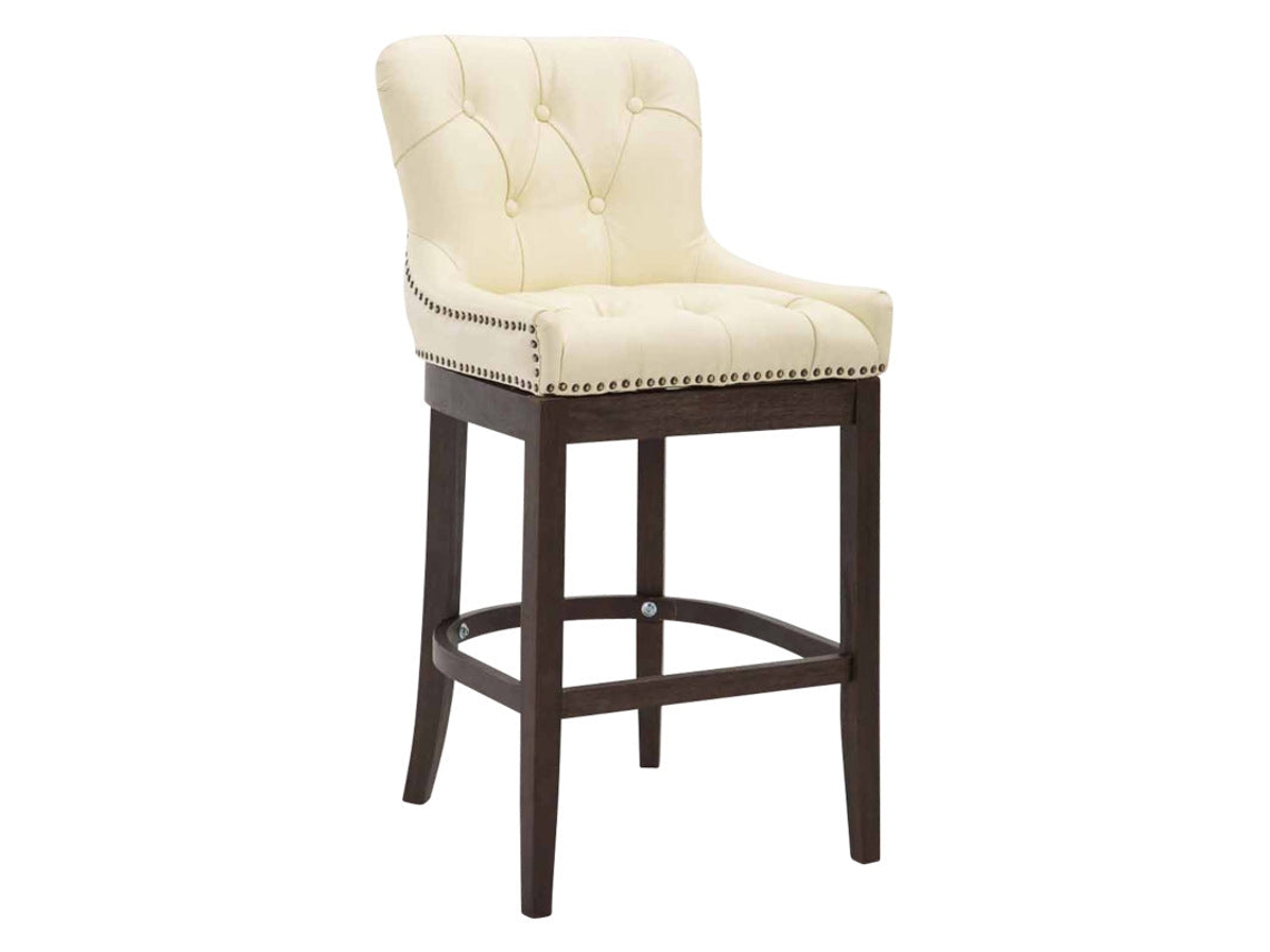 DUDECOR Taburete Alto Lakewood Piel Natural Nogal Crema