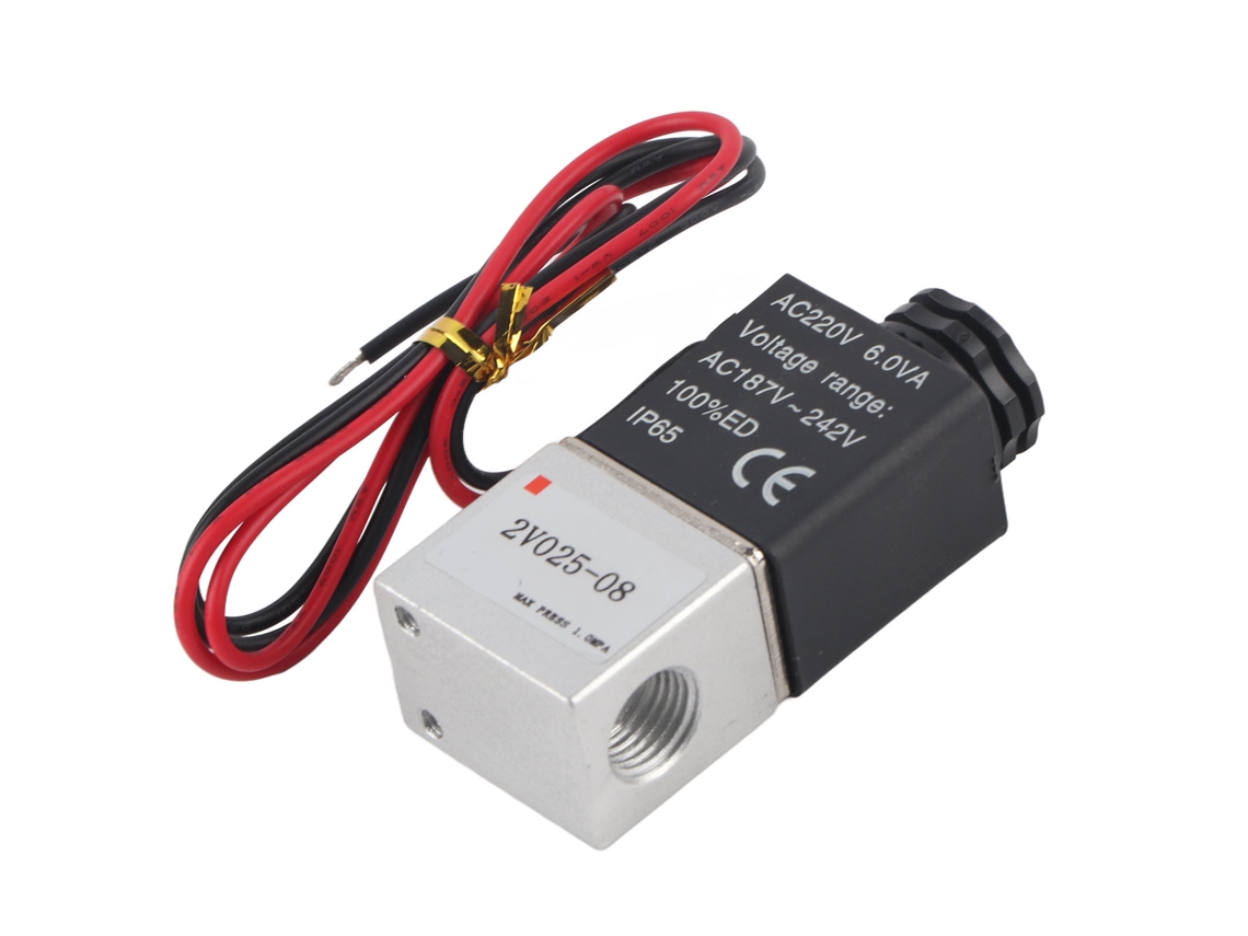 2026velora-válvula Solenoide 2 Posiciones 2 Vías Aluminio Cierre Normal G1/4in 2v025-08ac220v