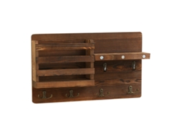 Organizador De Correo Grande De Madera Maciza Para Montaje En Pared Con Ganchos Para Llaves Para Entrada, Cocina, Oficina.