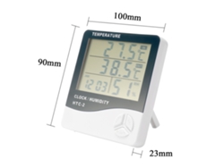 Termómetro E Higrómetro Digital De Pantalla Grande Con Reloj, Calendario Y Alarma Para Uso En Interiores Y Exteriores.