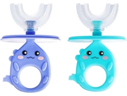 Cepillo de dientes infantil en forma de U para bebés y niños pequeños con limpieza bucal de 360°, cepillo de dientes de silicona GOKOCO