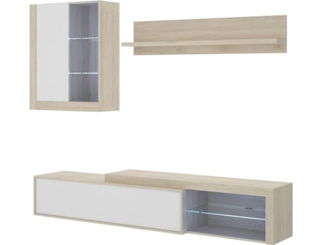 Homekit Mueble Comedor moderno madera 215x180x41cm conjunto de tv dkit modular 200x180x41cm