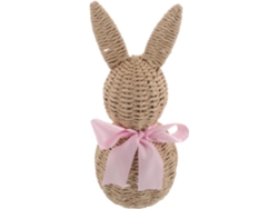 Figura Conejo Imitación Ratán Tejida Decoración Rústica Pascua Centro Primavera Adorno Estante Repisa 1 Pieza
