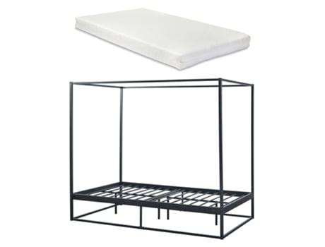 Cama con Dosel Kristianstad [ES.CASA] Metal Negro (206x125x180cm)
