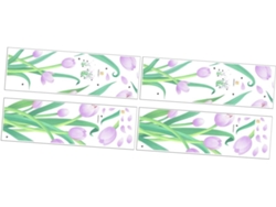4 Pegatinas De Pared De Tulipanes Morados, Decoración Floral, Calcomanías De Arte Diseño De Flores