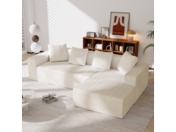 Sofá modular de 3 plazas, estilo nube, asiento profundo, blanco moderno, Mobrio