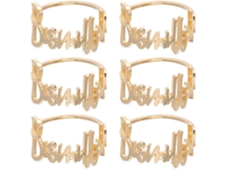Omni-anillos Para Servilletas - Set De 6 De Metal Con Letra Bismillah (oro)