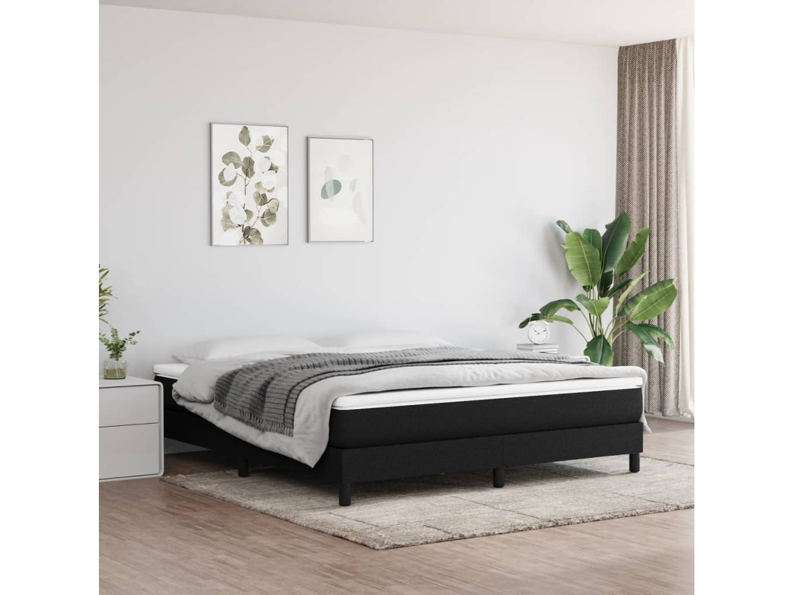 Cama Sin Colchón Tela Negro 160x200 Cm