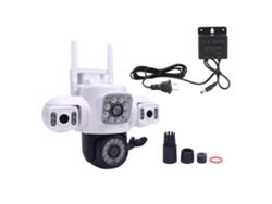 Cámara De Seguridad Exterior Inalámbrica Wifi Con Tres Lentes, Detección De Movimiento, Ip66, Hd, Para Hogar, Plug Ee.uu.