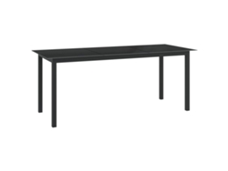 Mesa De Jardín De Aluminio Y Vidrio Negro 190x90x74cm