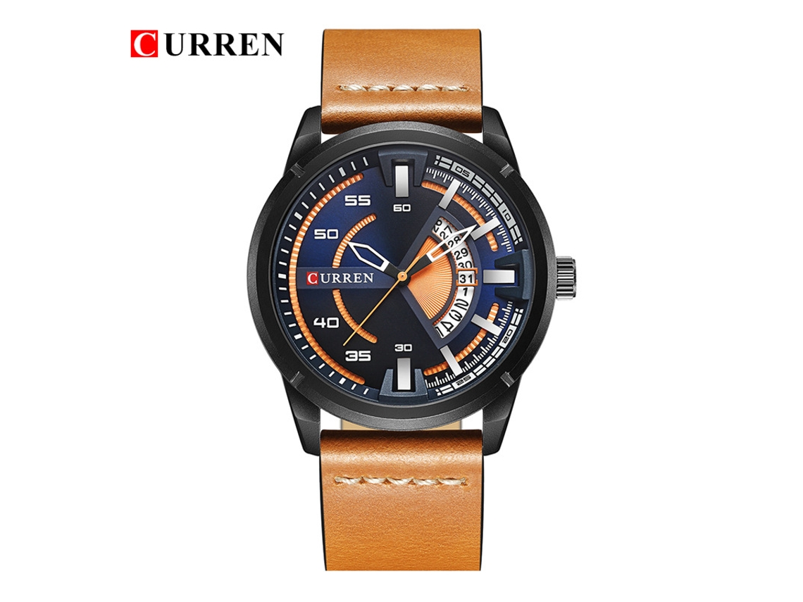 Reloj De Vestir Para Hombre Con Correa De Cuero, Calendario Y Movimiento Japonés.