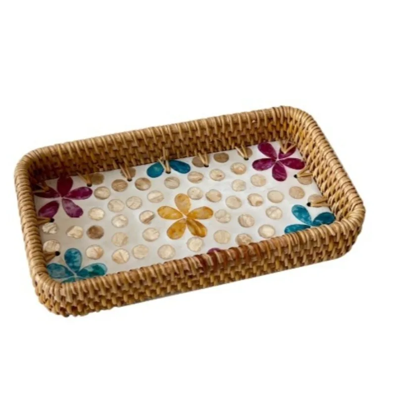 (sol Pequeño - 22x12x4 Cm) Bandeja De Almacenamiento De Ratán, Bandeja Decorativa Para Frutas