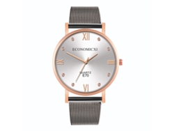 Reloj De Cuarzo Sencillo E Informal, Estilo Moderno, Correa De Malla, Blanco, Oro Rosa + Negro.