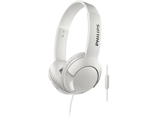Auriculares con Cable PHILIPS Bass+ (Over Ear - Micrófono - Blanco)