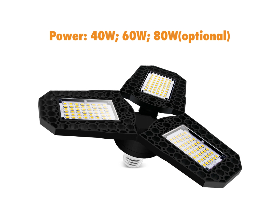 2026-lámpara De Garaje Deformable De Led De Tres Hojas Con Ángulo Ajustable, Base E27/e26, Luz Blanca Día 6000k