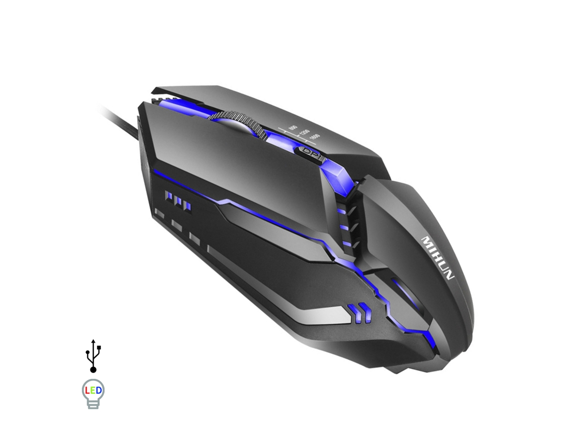 Ratón para juegos G314 con luces LED RGB. 800, 1200 y 1600 DPI.