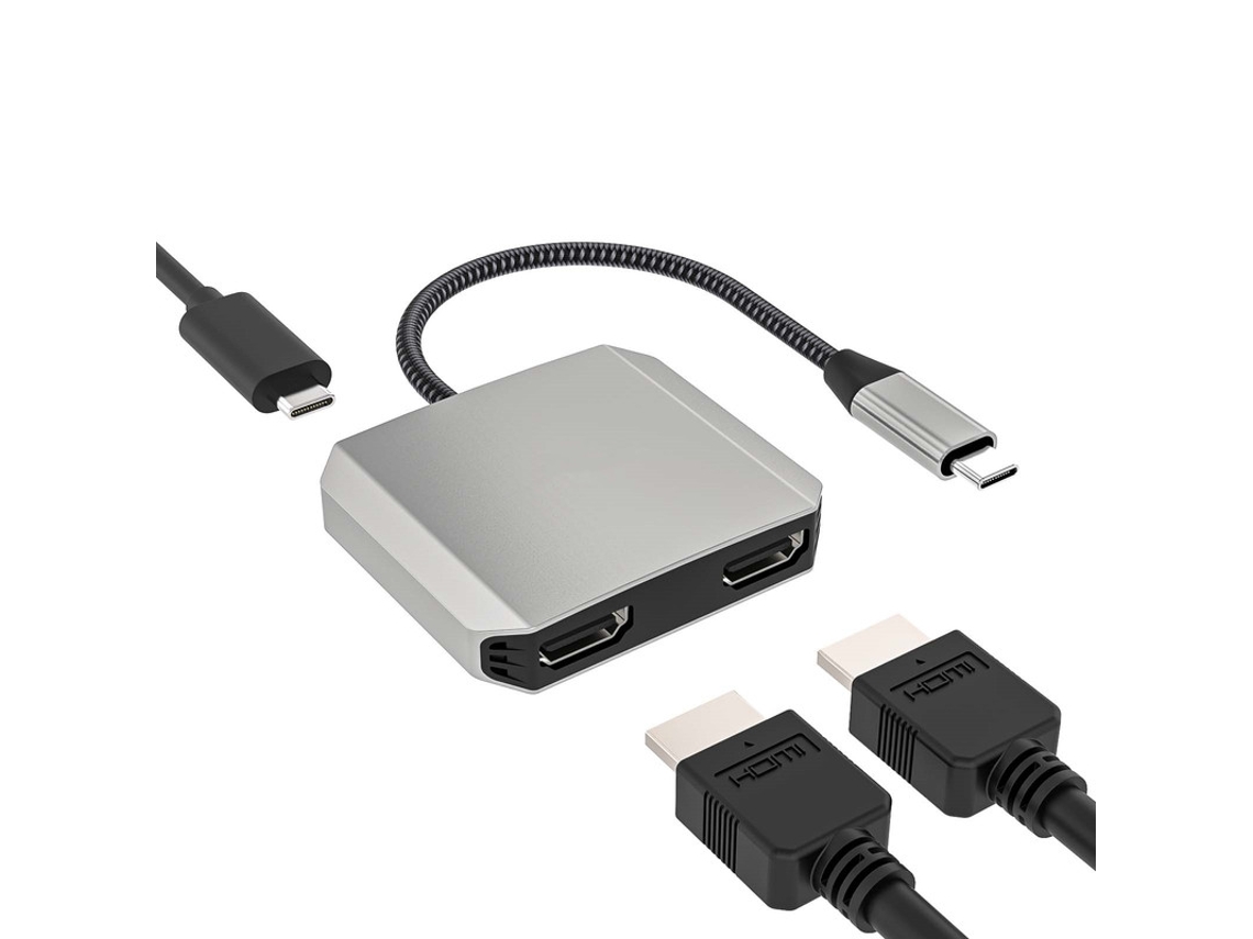 Estación de acoplamiento compatible con USB C a HDMI dual de Yizhood, adaptador compatible con HDMI 3 en 1 de 4k60hz, suministro de energía de 87 W, color gris