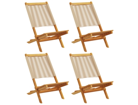 Conjunto 4 Silla De Jardín VIDAXL Beige Madera