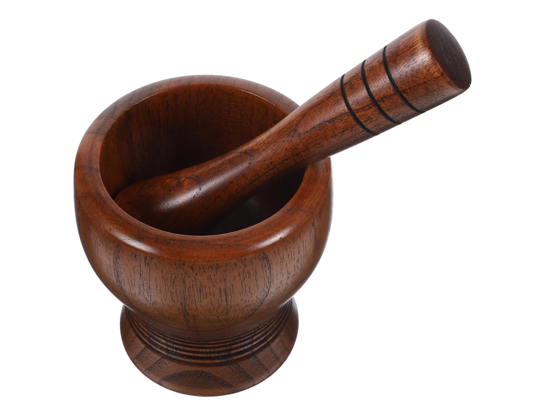 Juego Utensilio 1 Práctico De Mortero Maja Madera Azufaifo, Tazón Manual Moler Ajo Especias, Cocina