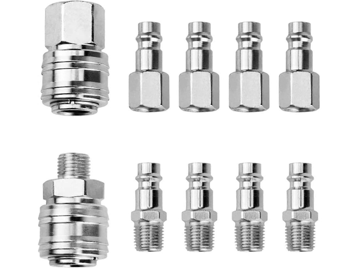Conjunto De 10 Conectores Rápidos De Aire 1/4" Bsp Para Compresores, Herramientas Neumáticas Y Mangueras