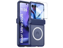 (anillo Magnético Azul Motorola Razr 2024) Funda Para Teléfono Con Soporte De Anillo, Bisagra Magnética, Funda Y Protector Integrados