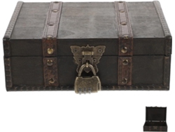 Caja de joyería de madera vintage con pátina gris y cerradura de combinación, estuche de almacenamiento compacto. SFUSHOS