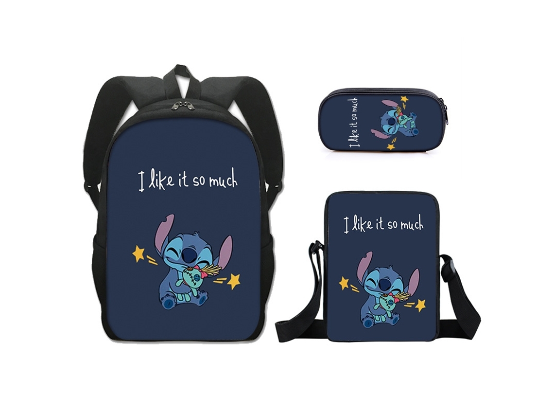 Juego de tres mochilas de costura de dos piezas de 16 pulgadas para estudiantes.