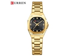 Relógio Feminino Quadrado À Prova D'água Com Movimento De Quartzo (preto E Dourado), Estilo Casual Elegante, Com Strass.