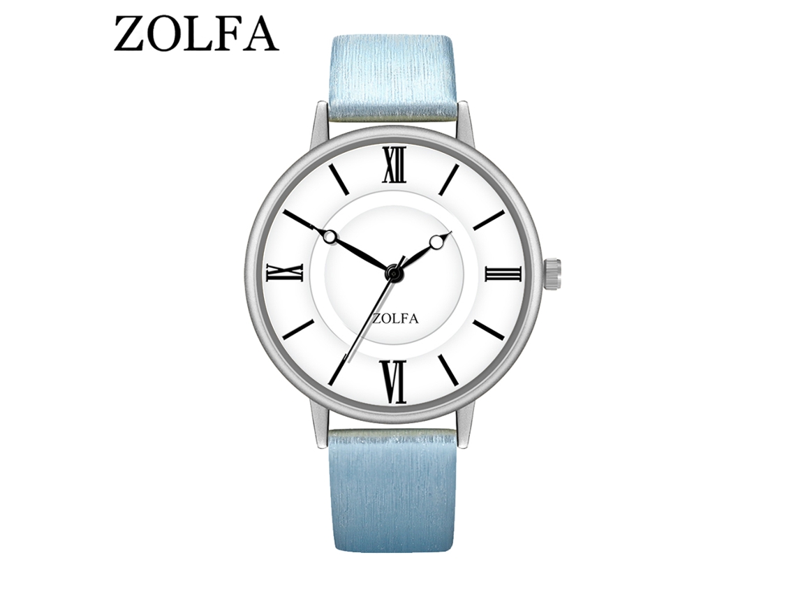 Reloj De Pulsera De Moda Para Mujer Con Correa De Cuero Y Movimiento De Cuarzo Azul.