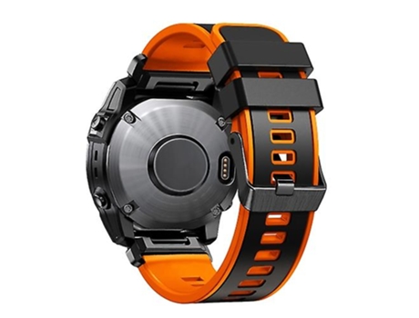 Correa para Garmin Fenix 7 22 mm Tela Lisa Correa de Reloj de Silicona de liberación rápida de Dos Colores Negro Naranja VENISYMLIS