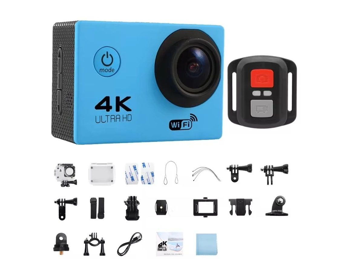 Cámara De Acción Wifi Ultra Hd 4k 30fps De 2.0 Pulgadas (azul, 32 Gb), Resistente Al Agua