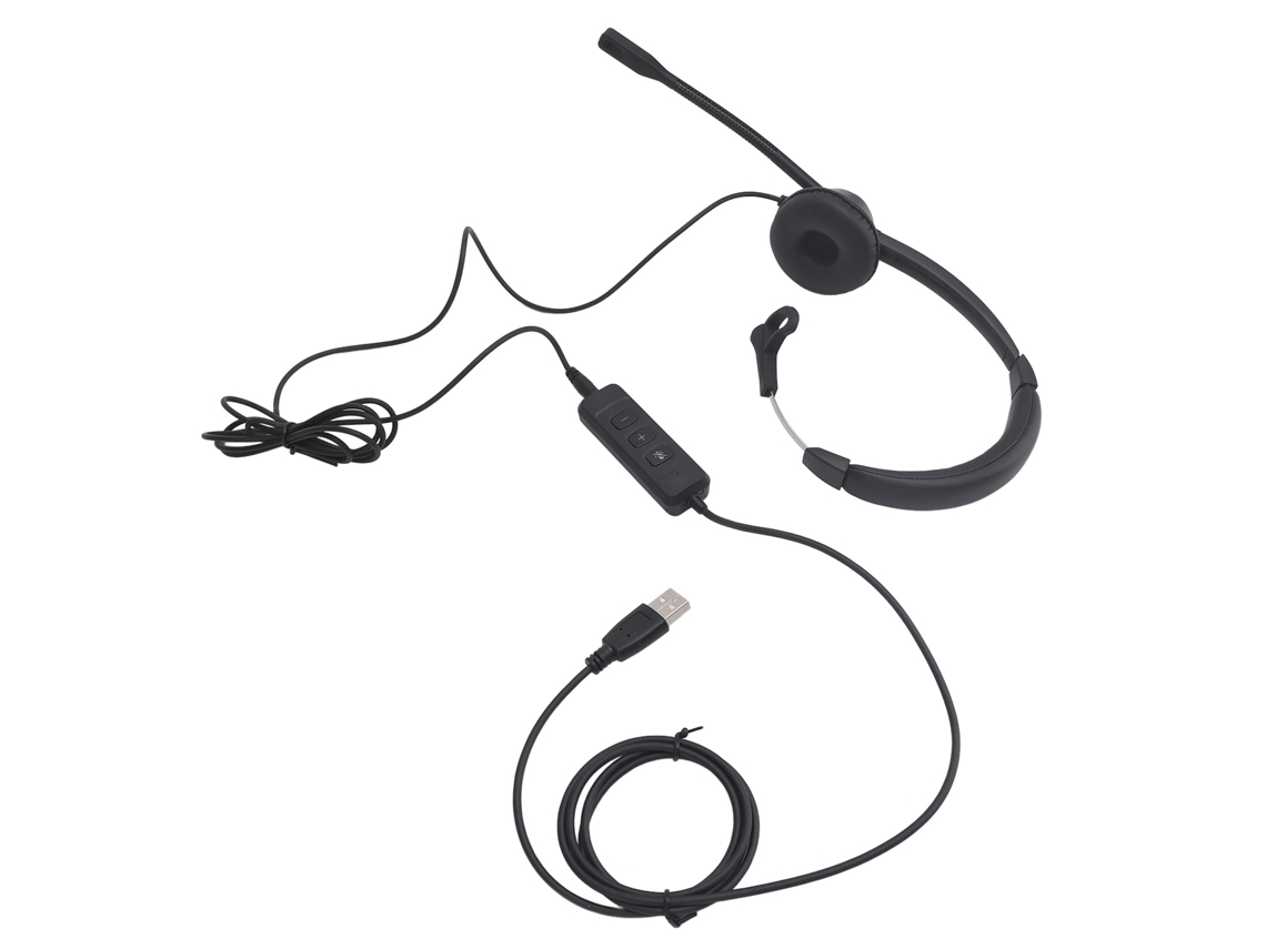 Auriculares Mono Usb Con Cable, Micrófono Y Adaptador Usb A Usb-c Para Pc, Portátil Y Teléfono Móvil.