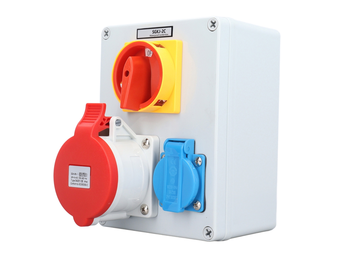 Toma de corriente industrial UE de 250 V, 16 A, 5 pines, 32 A, con interruptor de 2 velocidades, IP44 a prueba de agua para uso en exteriores.