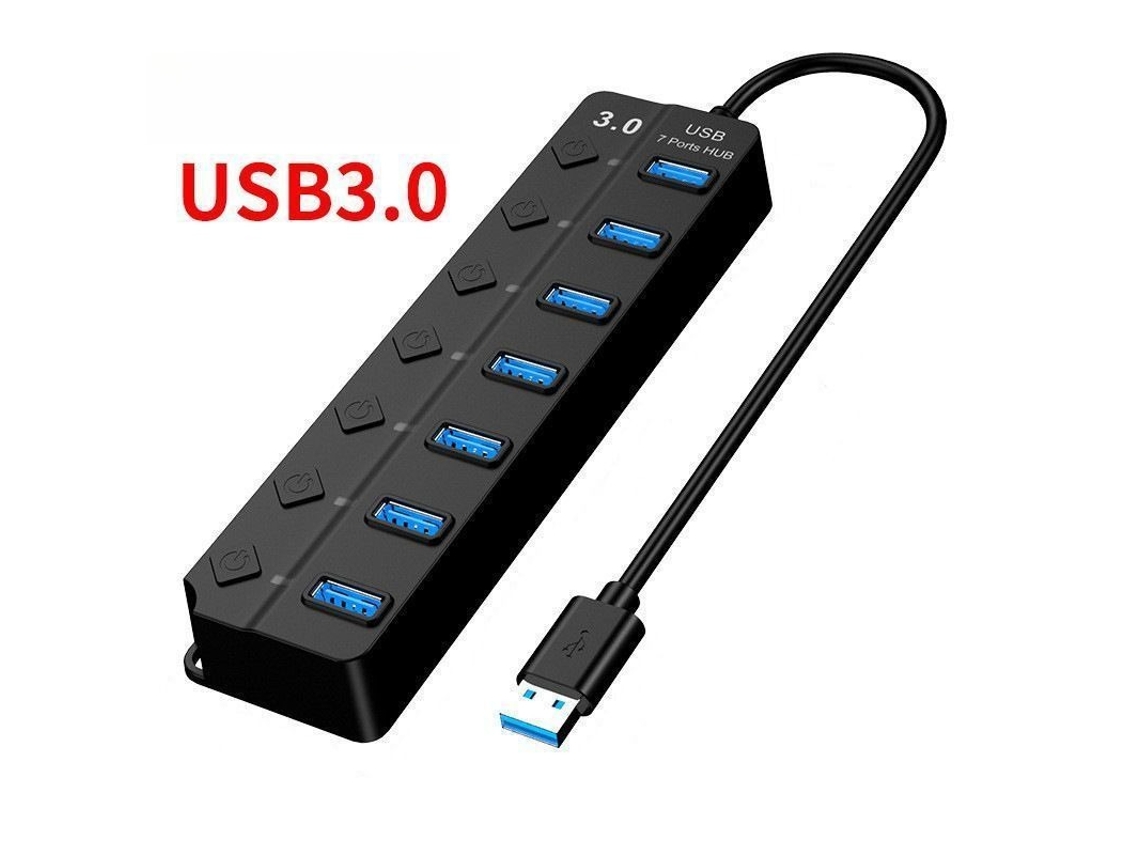 Hub USB 3.0 de 7 puertos con conmutador SPQMENT (0,3 m)